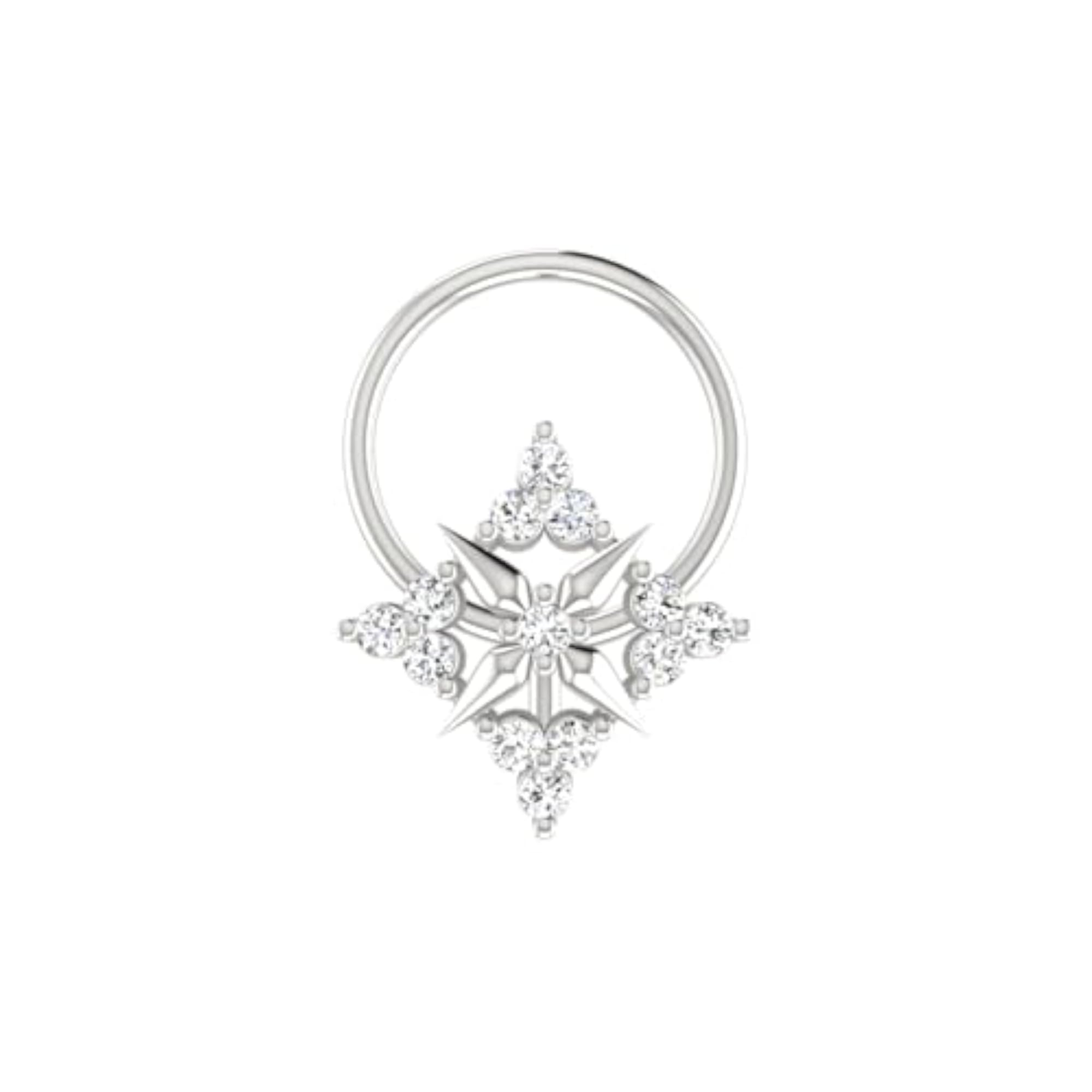 Women's 14Kt White Gold Stud Nosering, Chic